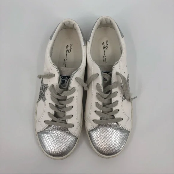 Vintage Havana Silver and White Glitter Low Top Sneakers US 7.5 - Picture 2 of 9